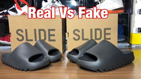 real vs false yeezy slides.